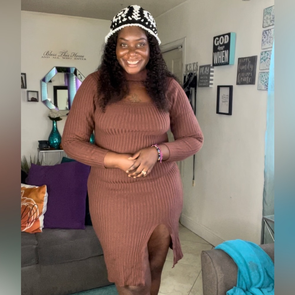 Brown sweater dress